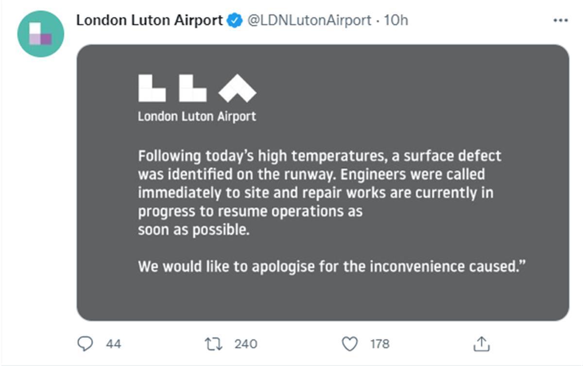 英国现在有多热？飞机跑道都融化了！