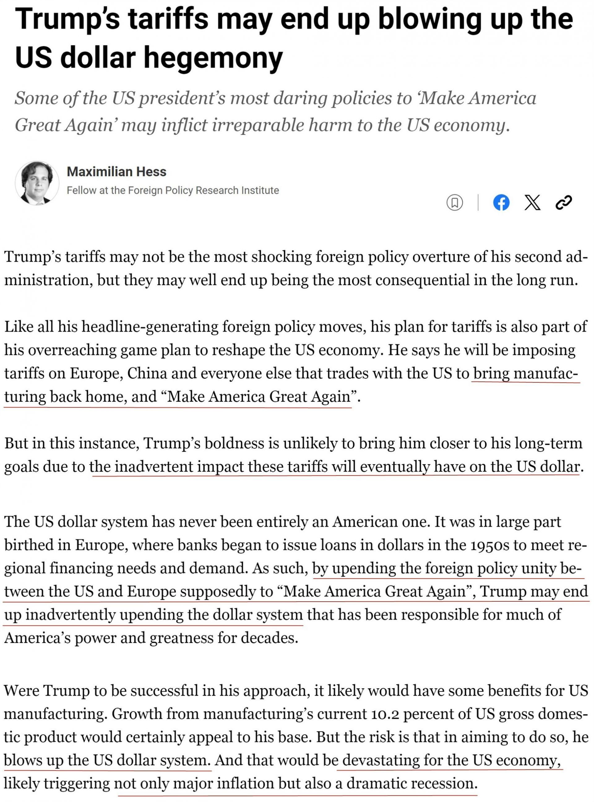 深观察丨美国关税之害：如果各方一起反制……