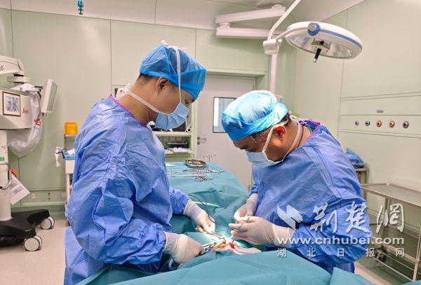 疝与腹壁外科主任王勇（右）带领团队为患者实施急诊手术.jpg