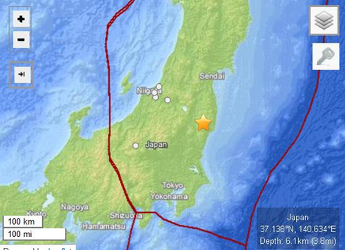 日本石川县发生5.3级地震震源深度6.1公里(图)