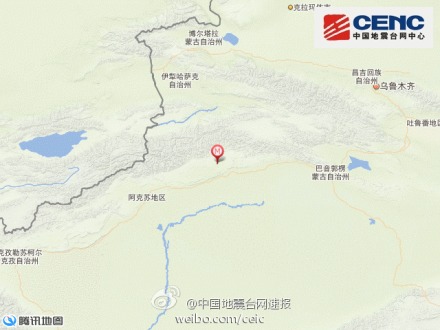 新疆拜城县发生3.6级地震震源深度5千米(图)